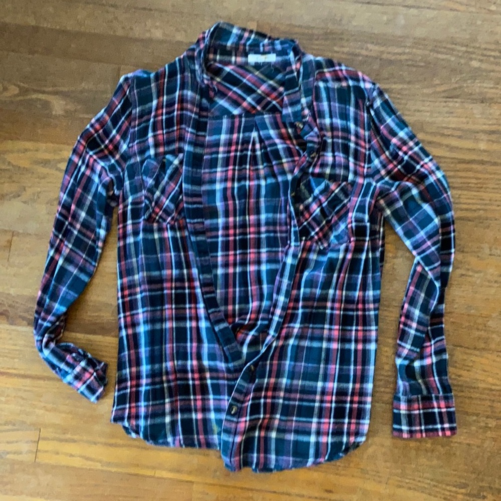 Maurice’s plaid shirt